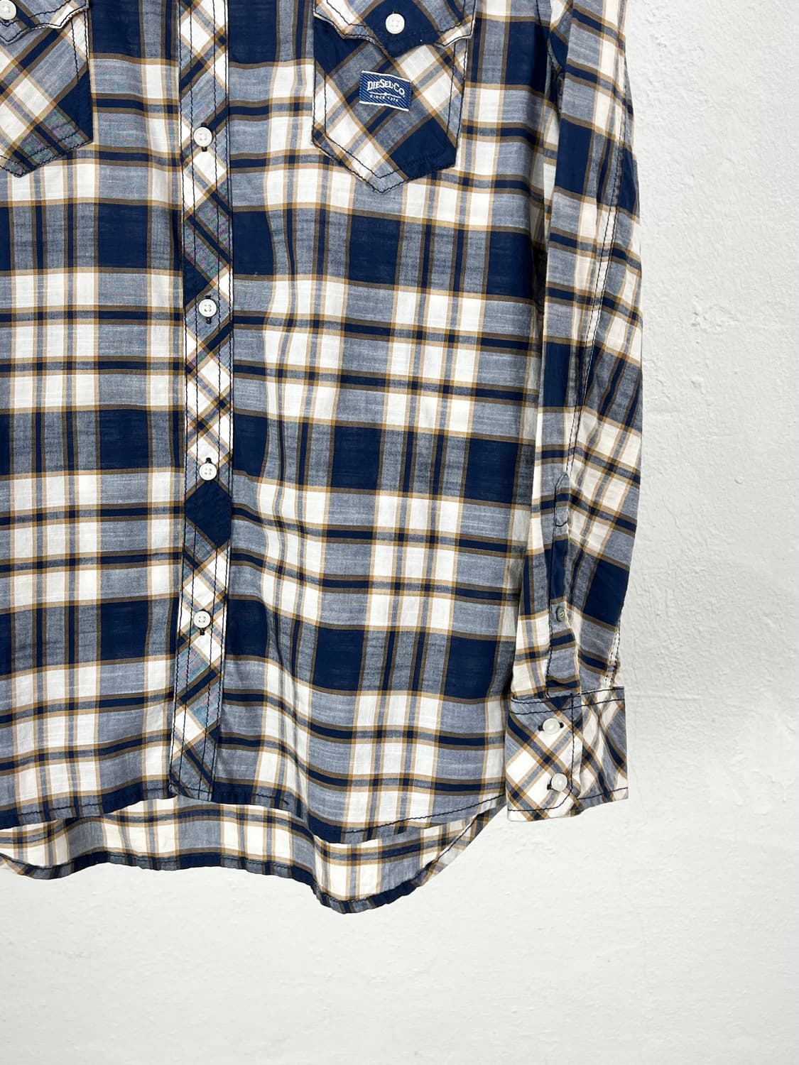 디젤 블루 트윈 포켓 체크 씬 코튼 셔츠 상품이미지5