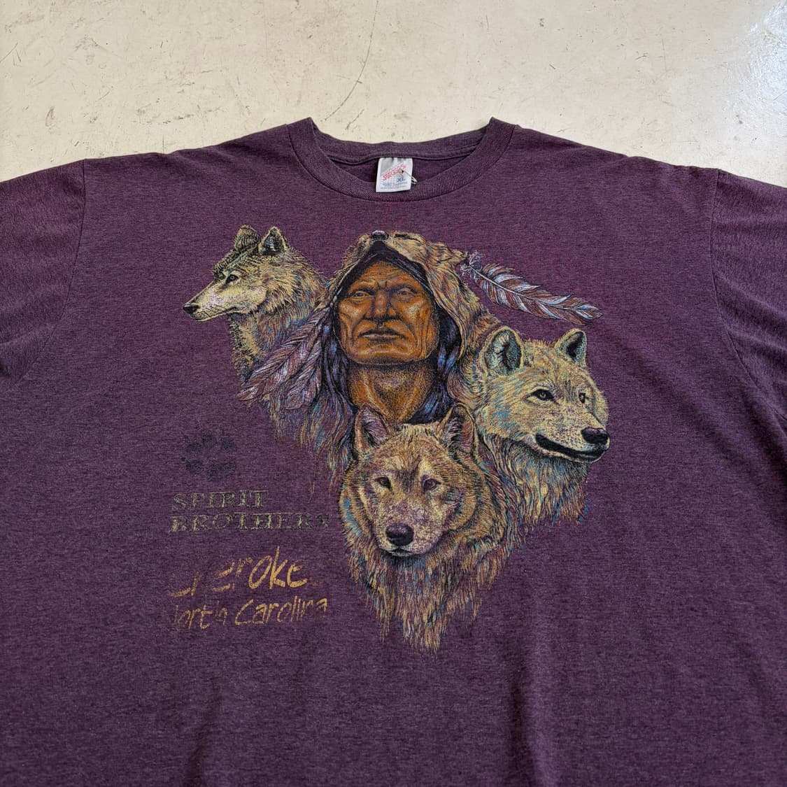 90s USA Native American 빈티지 반팔티 XL 상품이미지4