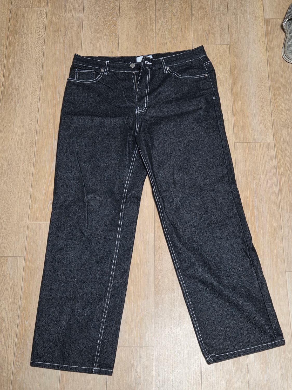 웨스트 그랜드 블러드 세미와이드 생지 데님 팬츠 BLACK INDIGO 상품이미지1