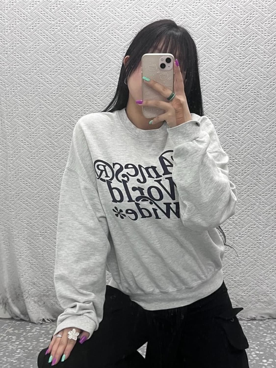 아메스 월드와이드 키치 빅로고 맨투맨 M C07379 상품이미지1