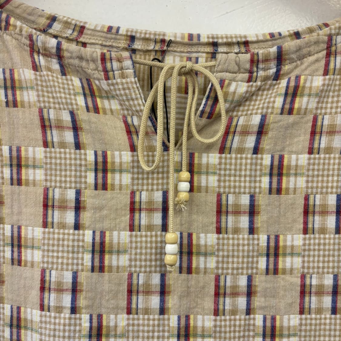 체크 패턴 리본 블라우스 상품이미지3