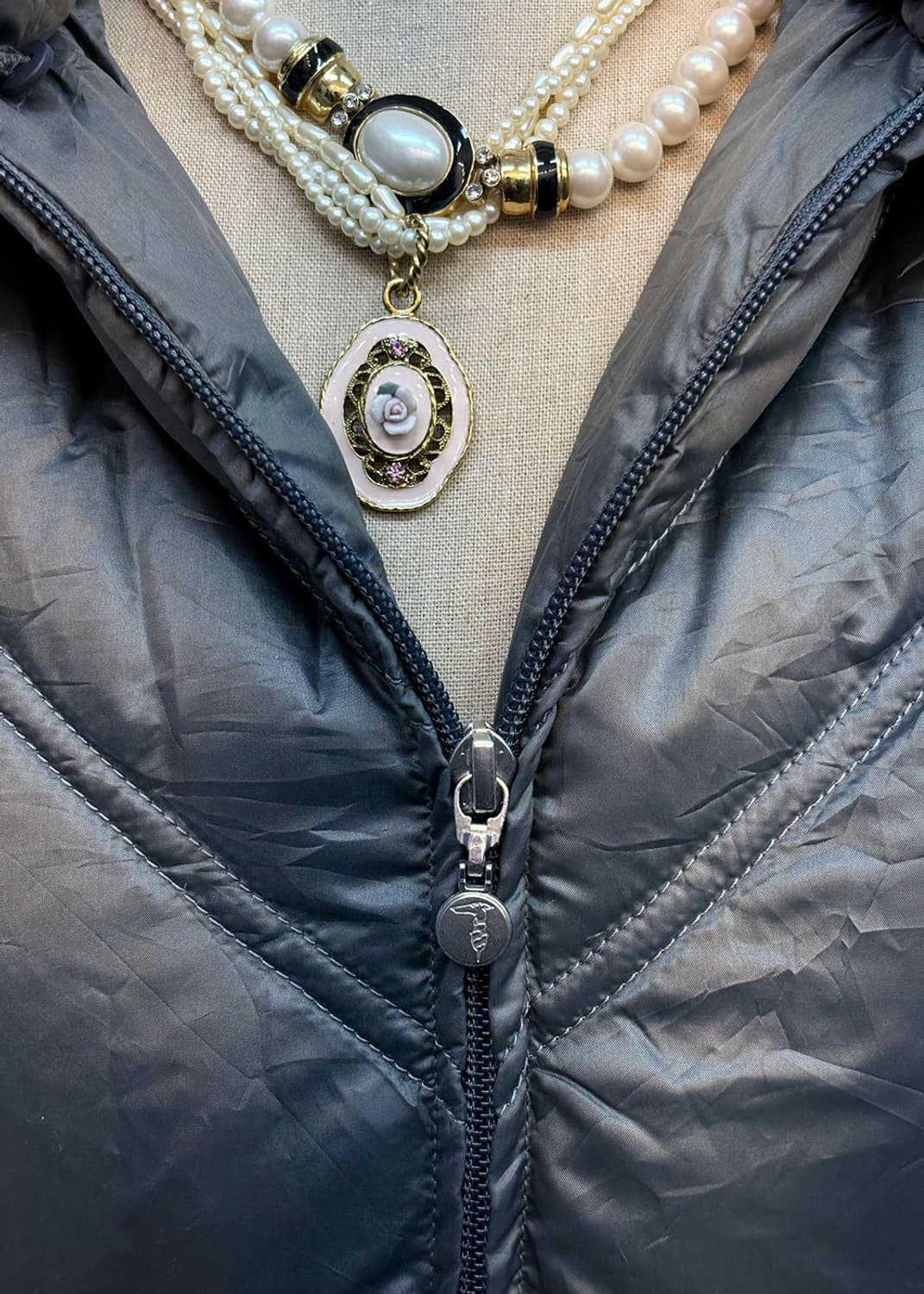 트루사디 그레이 투웨이 지퍼 패딩 상품이미지5