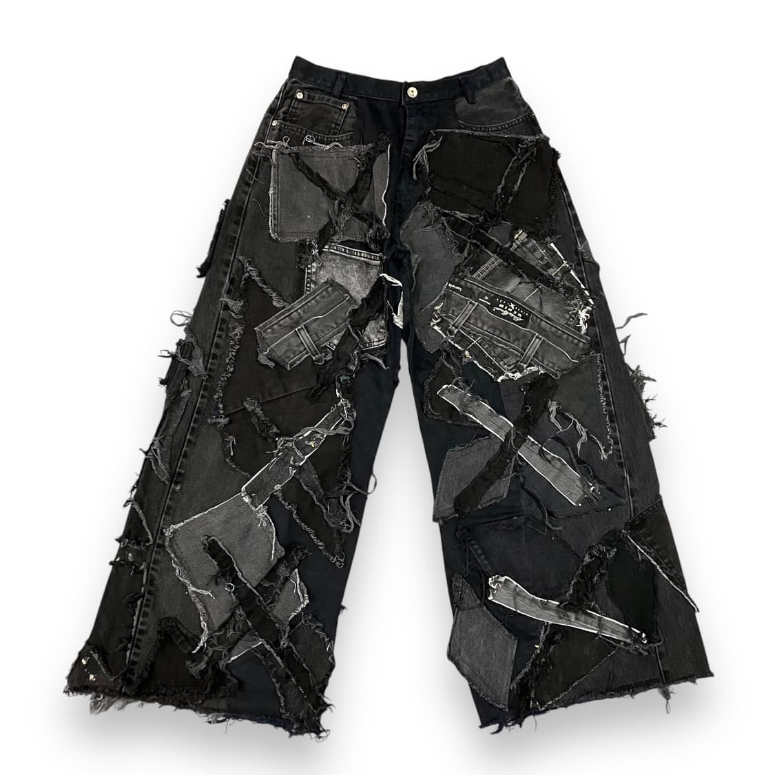 데님 커스텀 흑청 와이드팬츠 y07103 상품이미지1