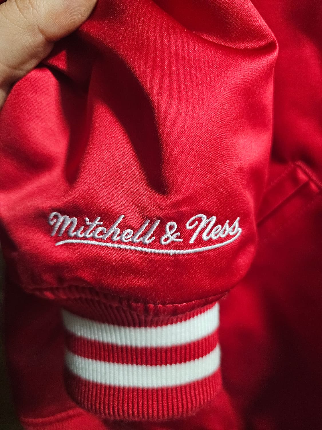 슈프림 미첼 & 네스 사틴 바시티 자켓 레드 - 24FW 상품이미지4