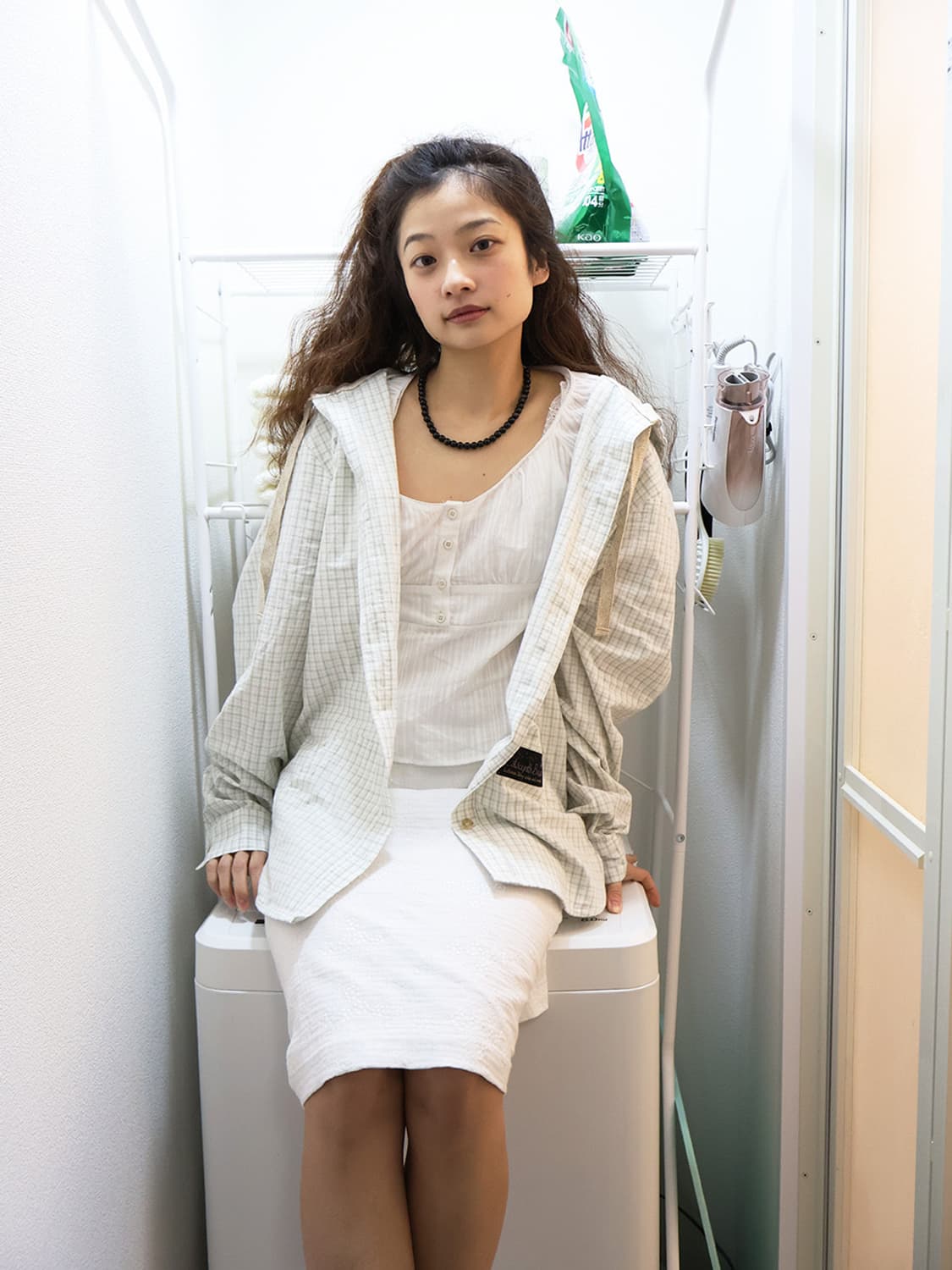 콜로신스 HARU HOODIE SHIRT LIGHT CHECK GREEN 상품이미지3