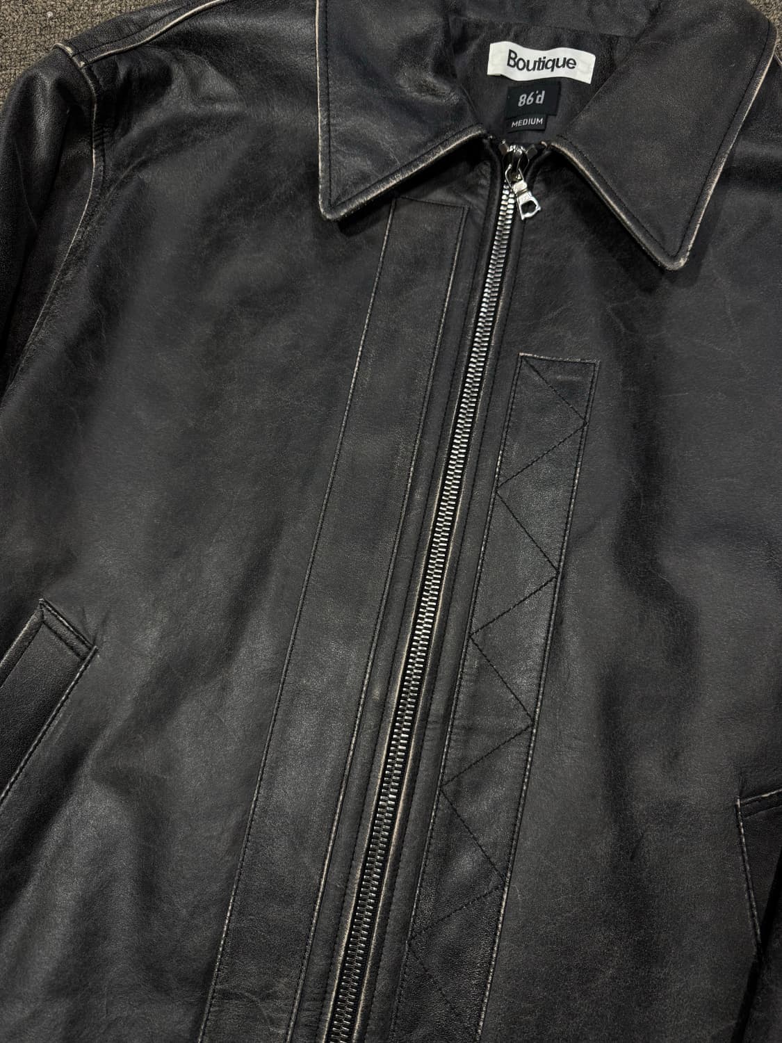 Boutique 86d 디스트레스 카우레더 자켓 상품이미지4