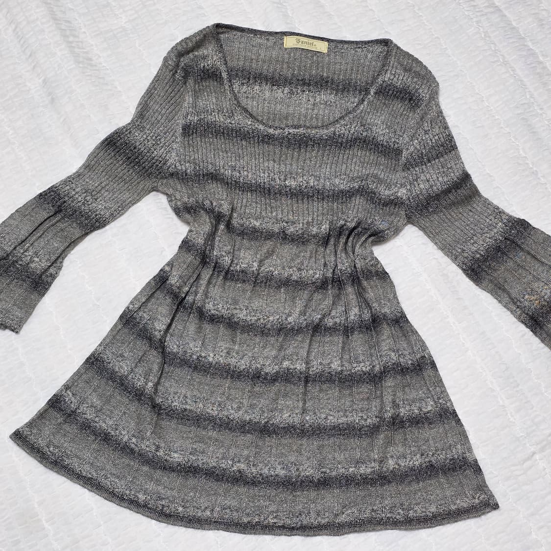 페어리그런지y2k 나나깔 스모크 스트라이프 니트슬리브 상품이미지3