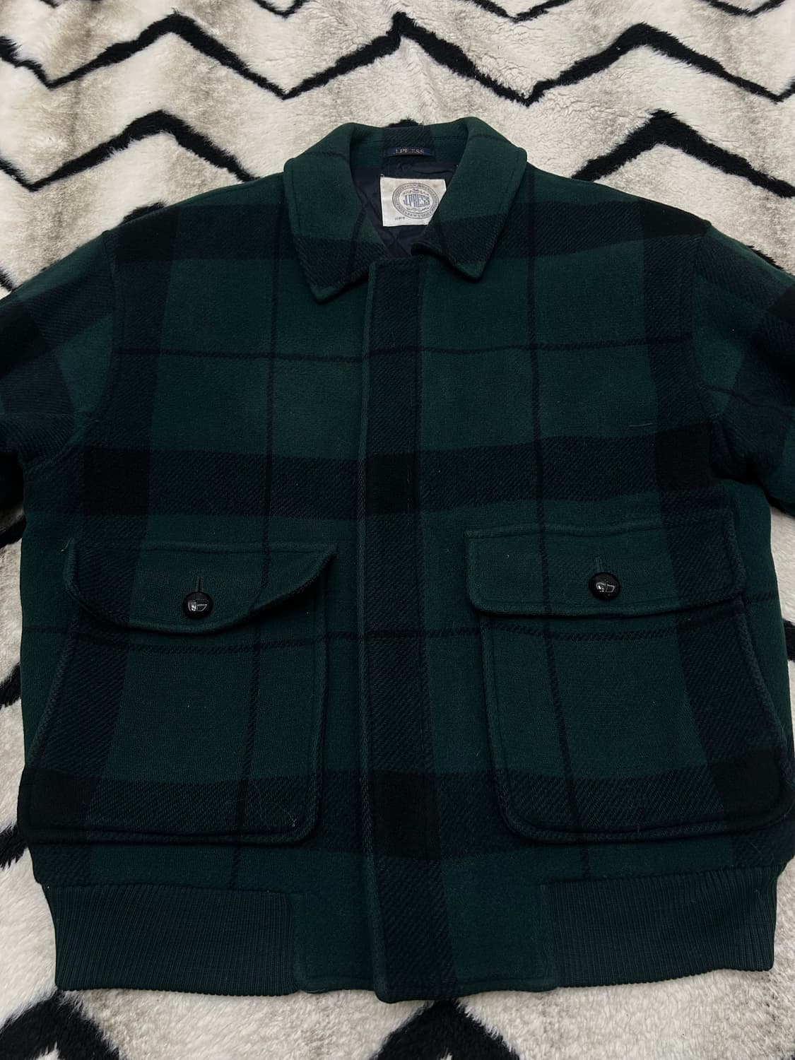 [실측2XL]제이프레스90s 버팔로 체크 울 봄버 자켓/그린 상품이미지3