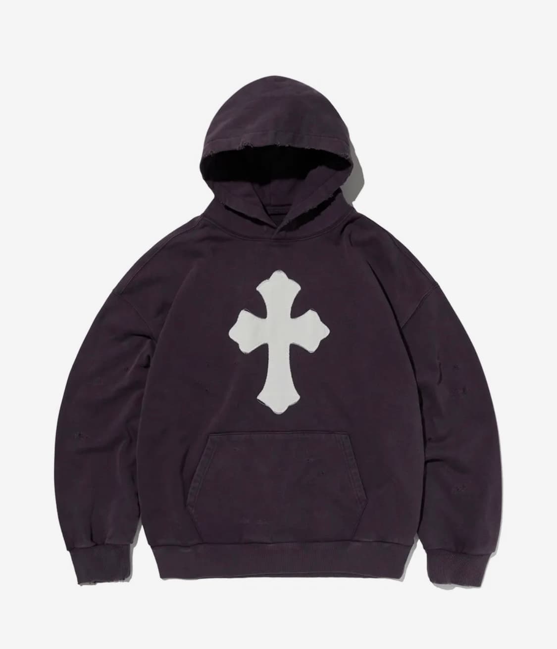 스웨이드 CROSS HOODIE [PURPLE] - 데미지 포인트 상품이미지1