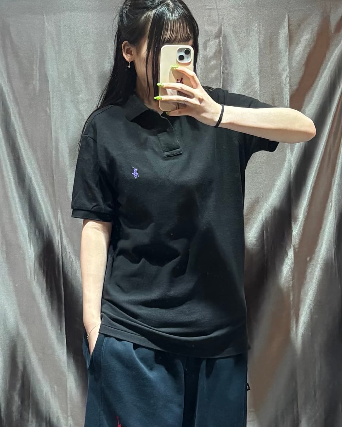 S 폴로랄프로렌 커스텀핏 퍼플포니 블랙 카라 반팔 상품이미지1