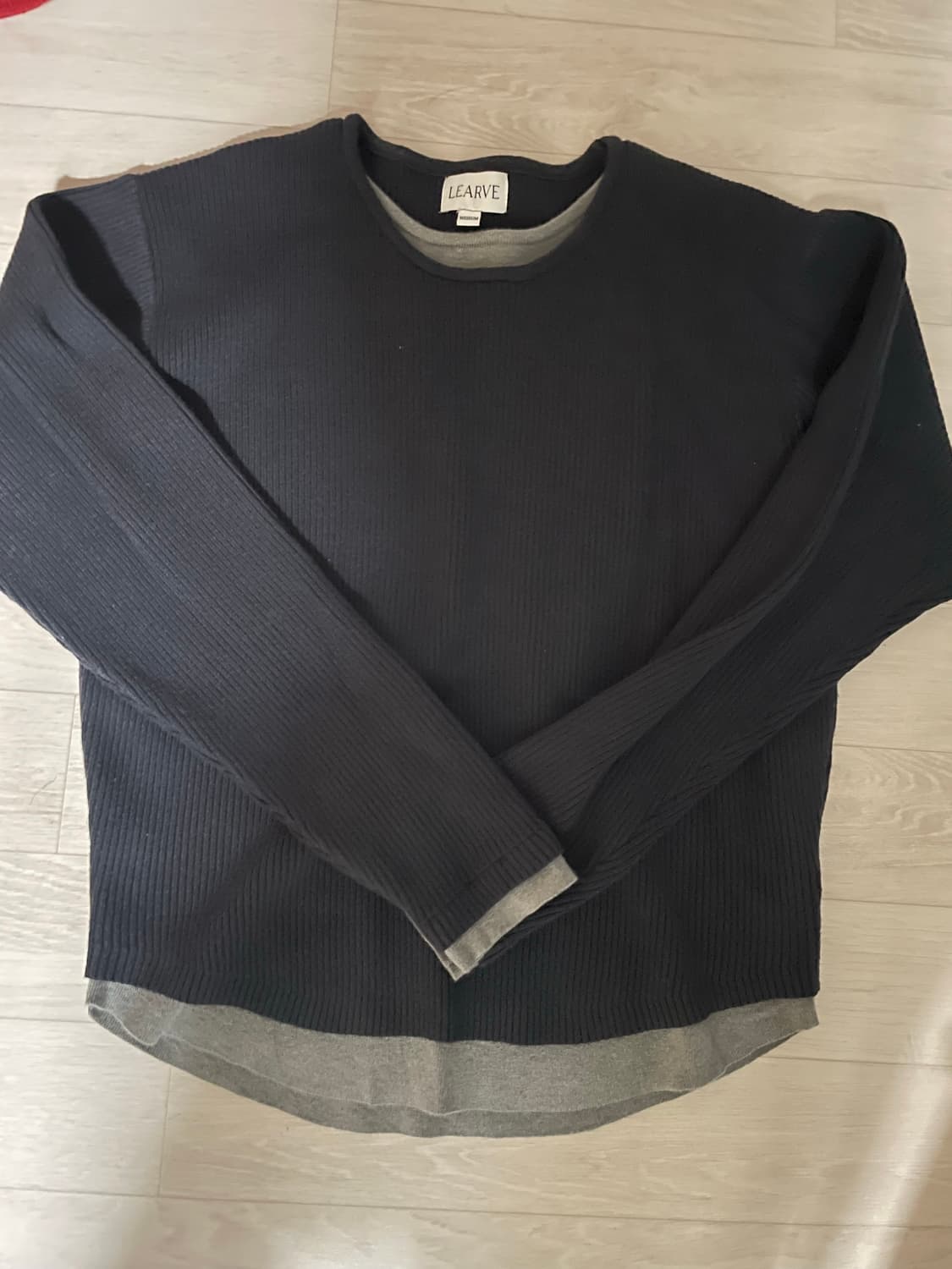 르아브 더블 레이어드 니트 M 네이비 급처 상품이미지1