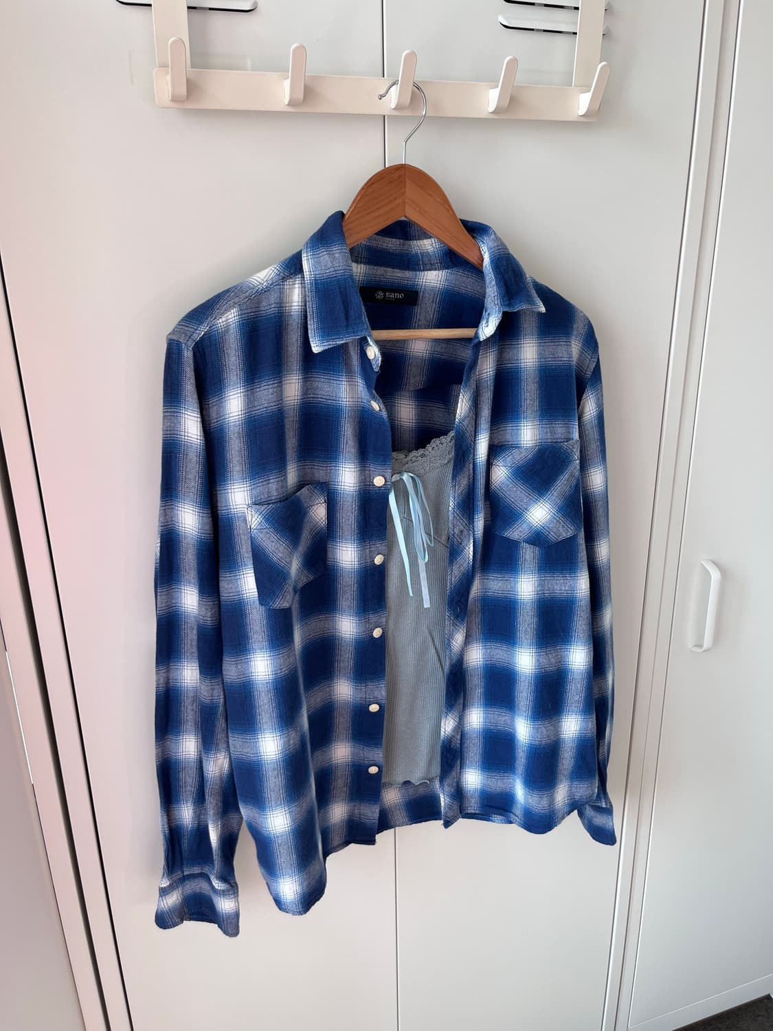 Nano base 블루 체크 셔츠 남방 상품이미지6
