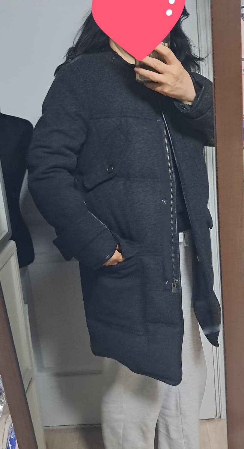 maje 마쥬 여성 모 혼방 가죽트리밍 다운 패딩 코트 95(약55~66 상품이미지10