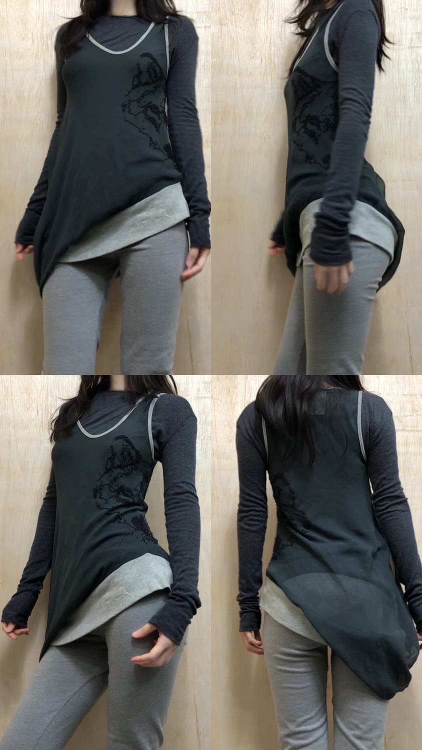 [직수입] 빈티지 블라우스 자켓 라이트그레이/ 시어 드레스 차콜 상품이미지7