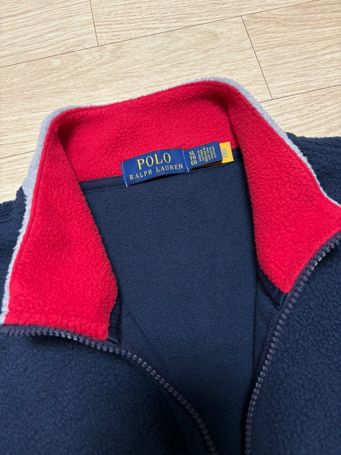 폴로 성조기 자수 플리스 하프집업 네이비 XL 상품이미지4