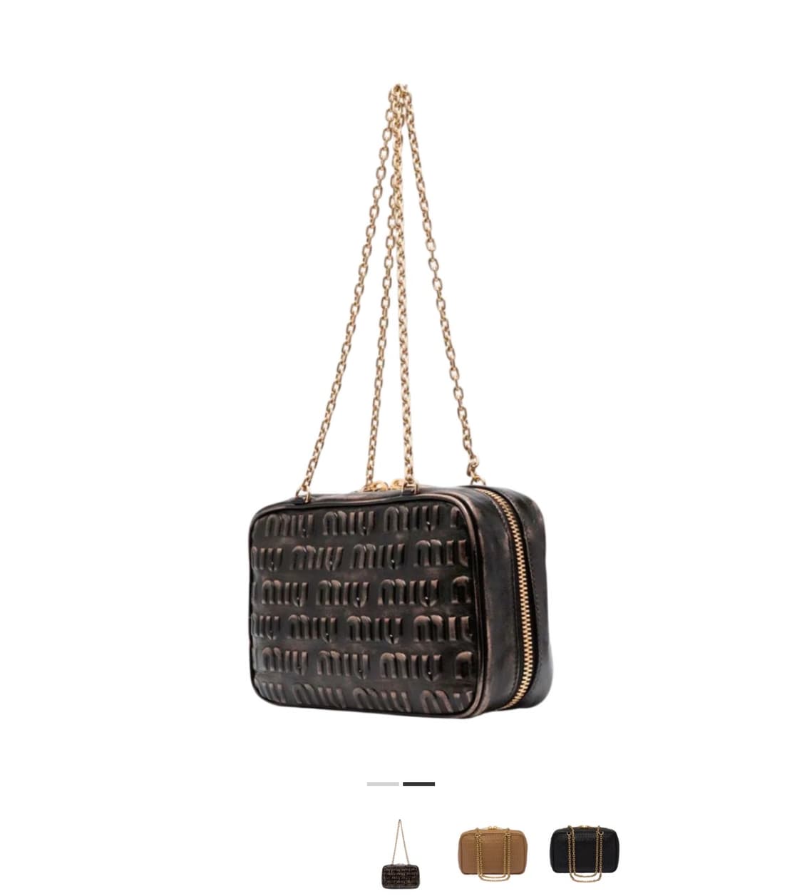 미우미우 브라운 엠보싱 로고 체인 숄더백 샌드커피 상품이미지8