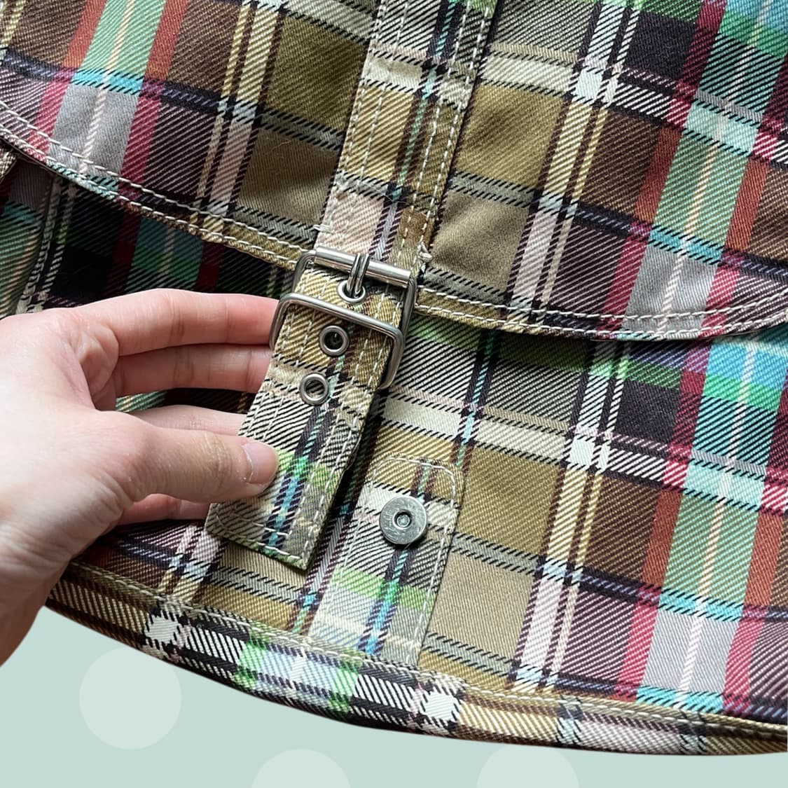 모리걸 빈티지 체크무늬 크로스백 상품이미지4