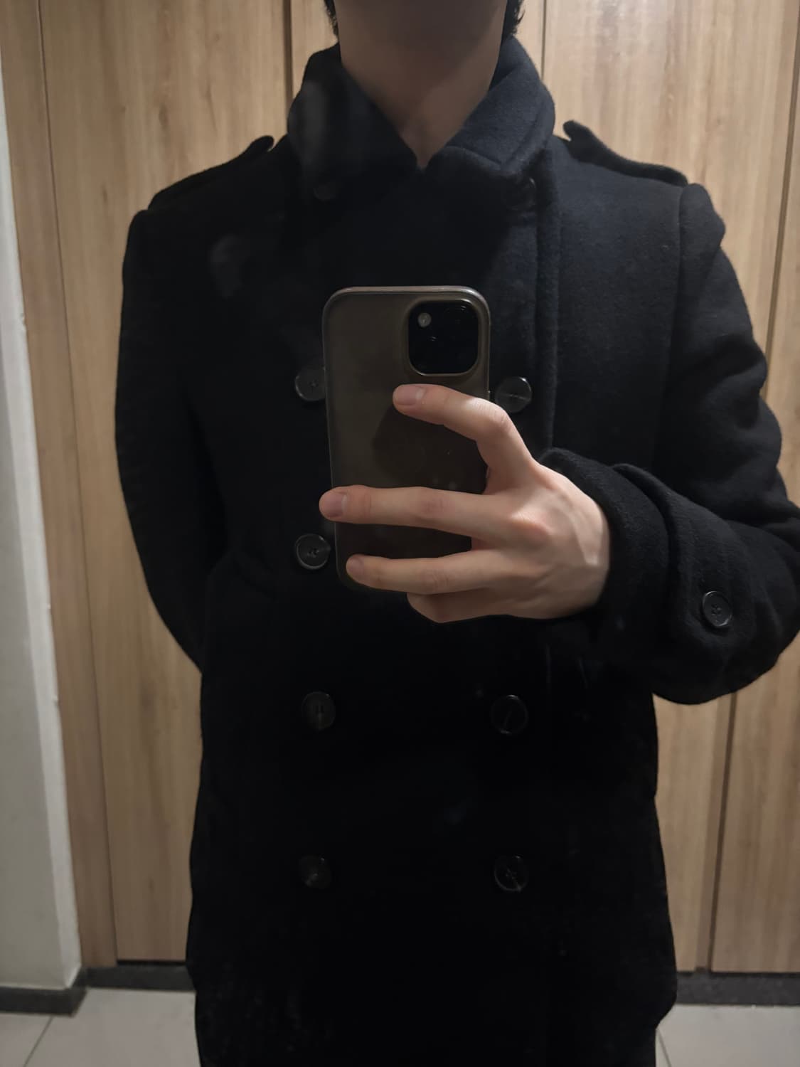 착샷O) 울 피코트 블랙 상품이미지4