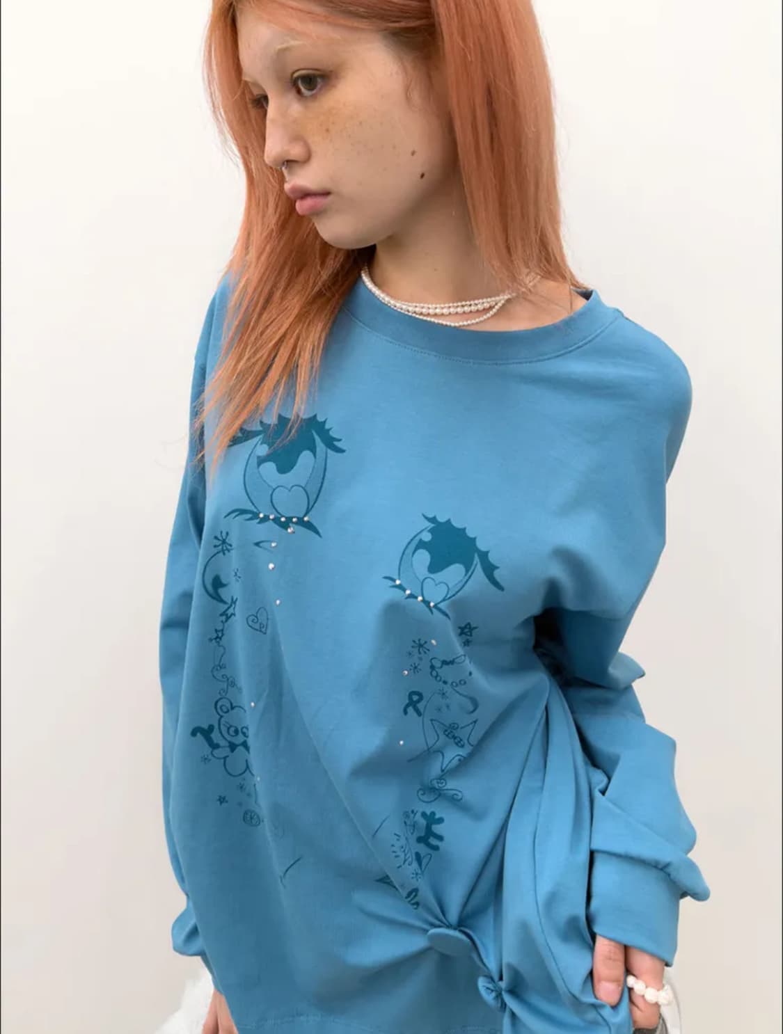 타입서비스 Cry Eyes Ruched Top [Blue] 상품이미지1