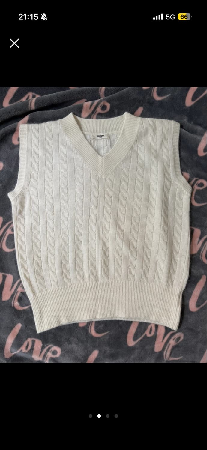 글로니 크림색 니트 조끼 상품이미지3