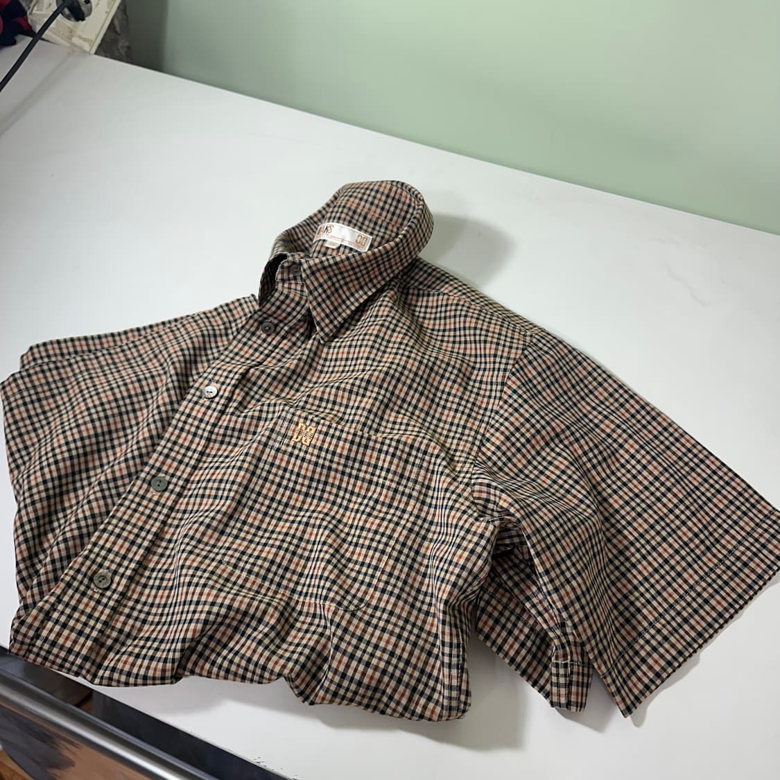 100 L 닥스 시그니처체크 린넨혼방 반팔셔츠 상품이미지2