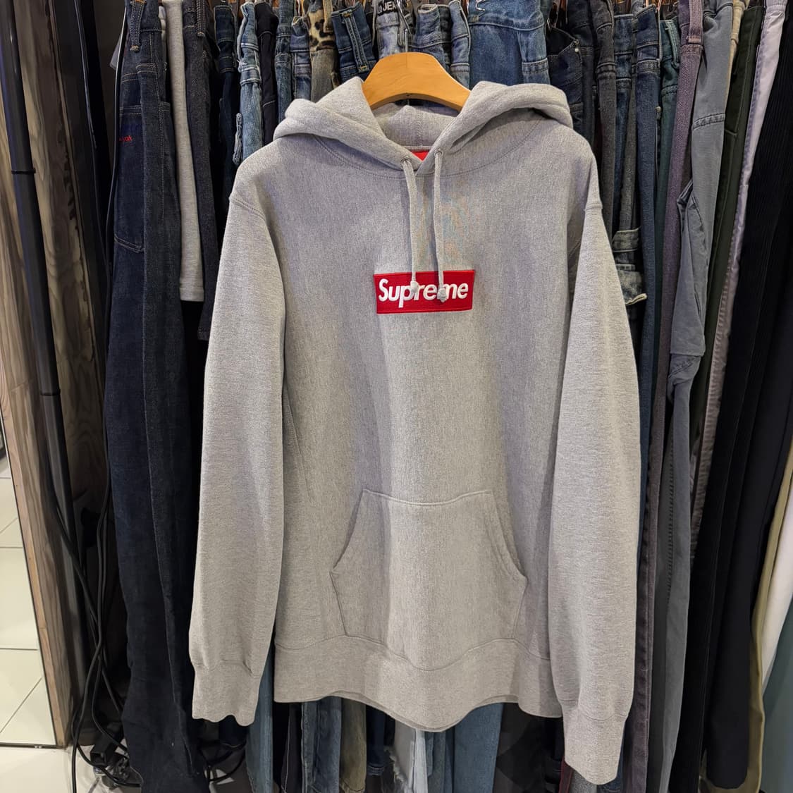 슈프림 박스로고 그레이 후드티 상품이미지1