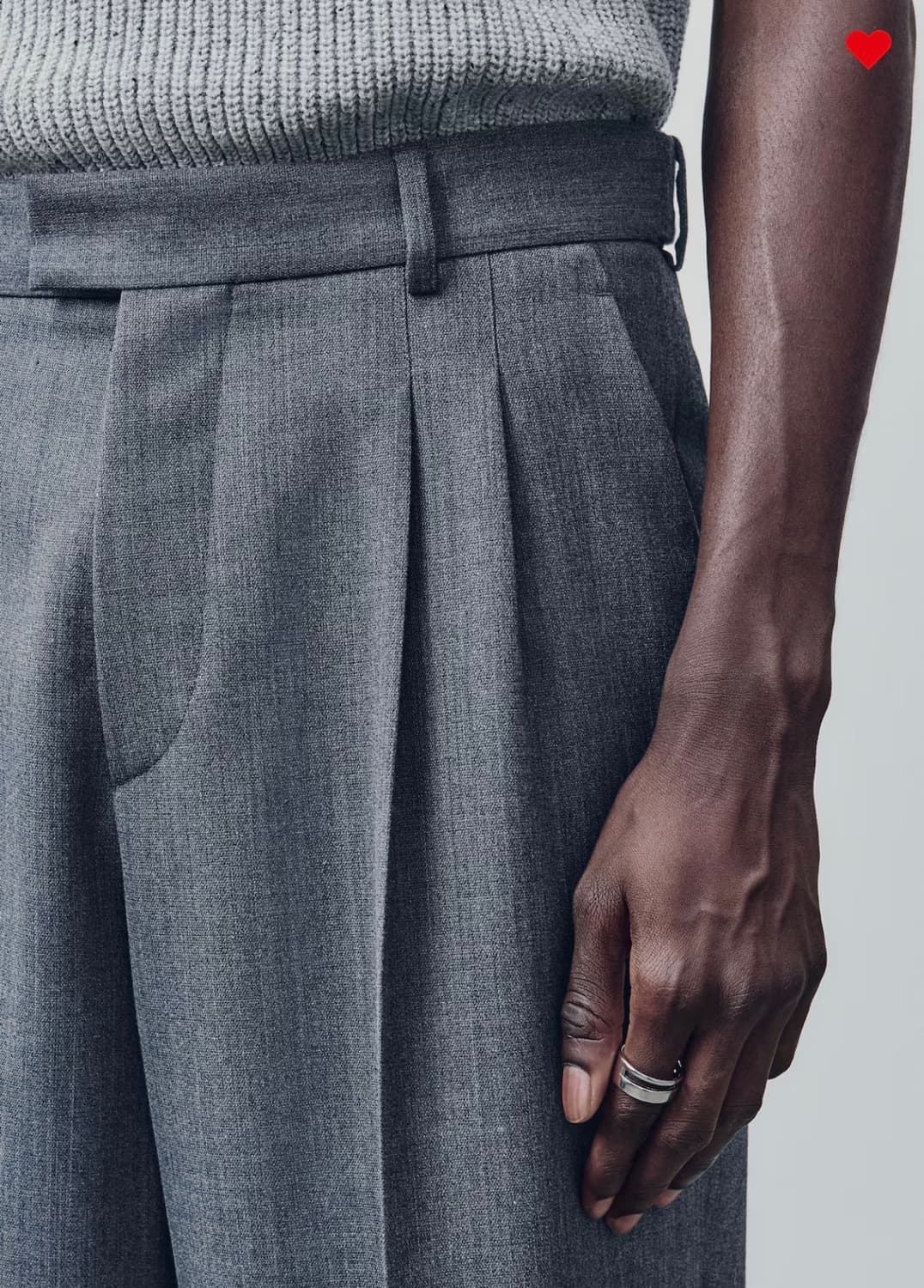 H&M 프리미엄셀렉션 라인 남성 울블렌드 와이드핏 수프 팬츠 48 사이즈 상품이미지3