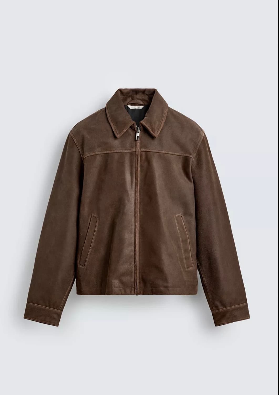 자라 크롭 핏 스웨이드 레더자켓 L 상품이미지1