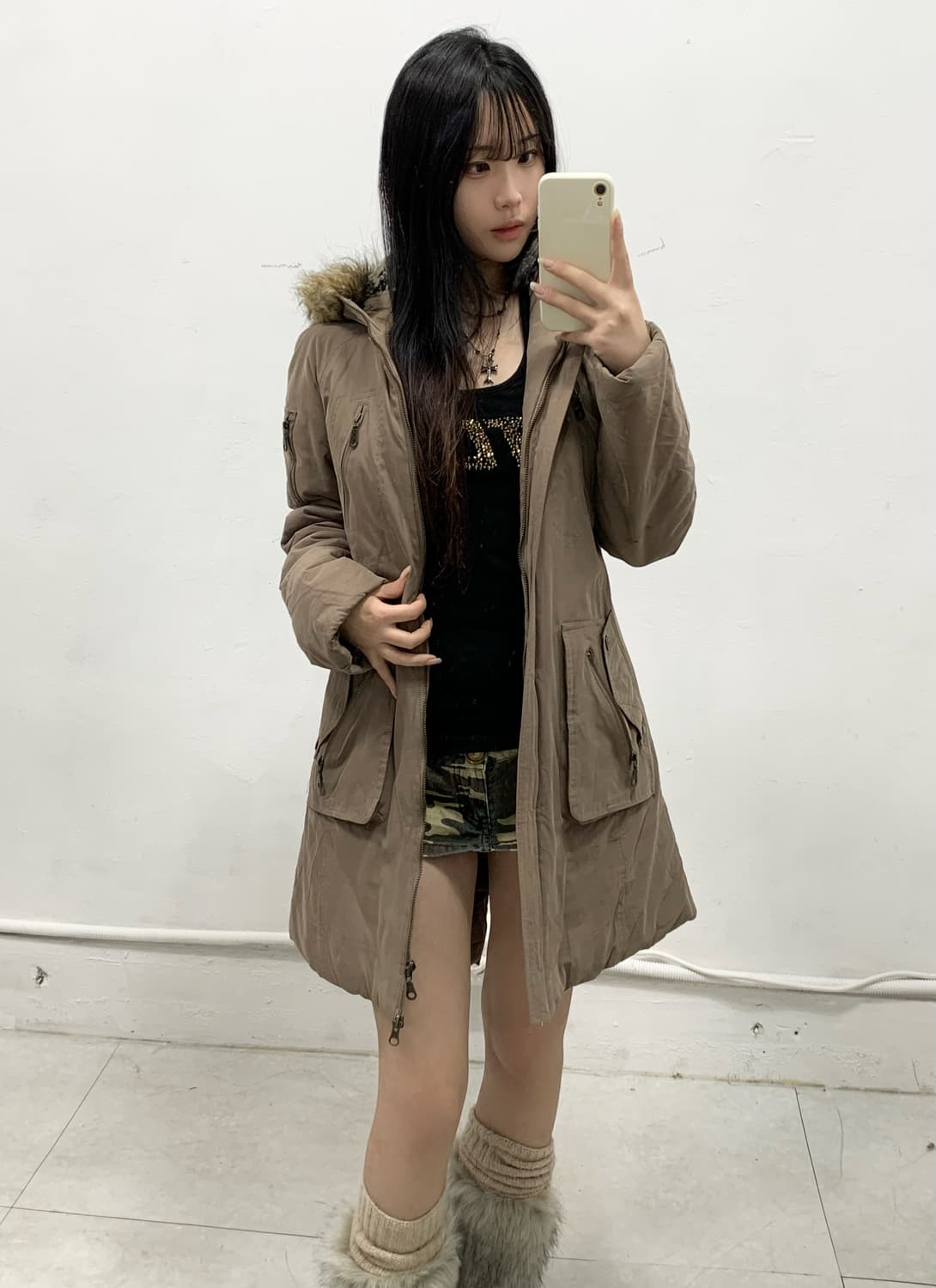 [XNTRIK] y2k 울프죠 베이지 야상 자켓 상품이미지2