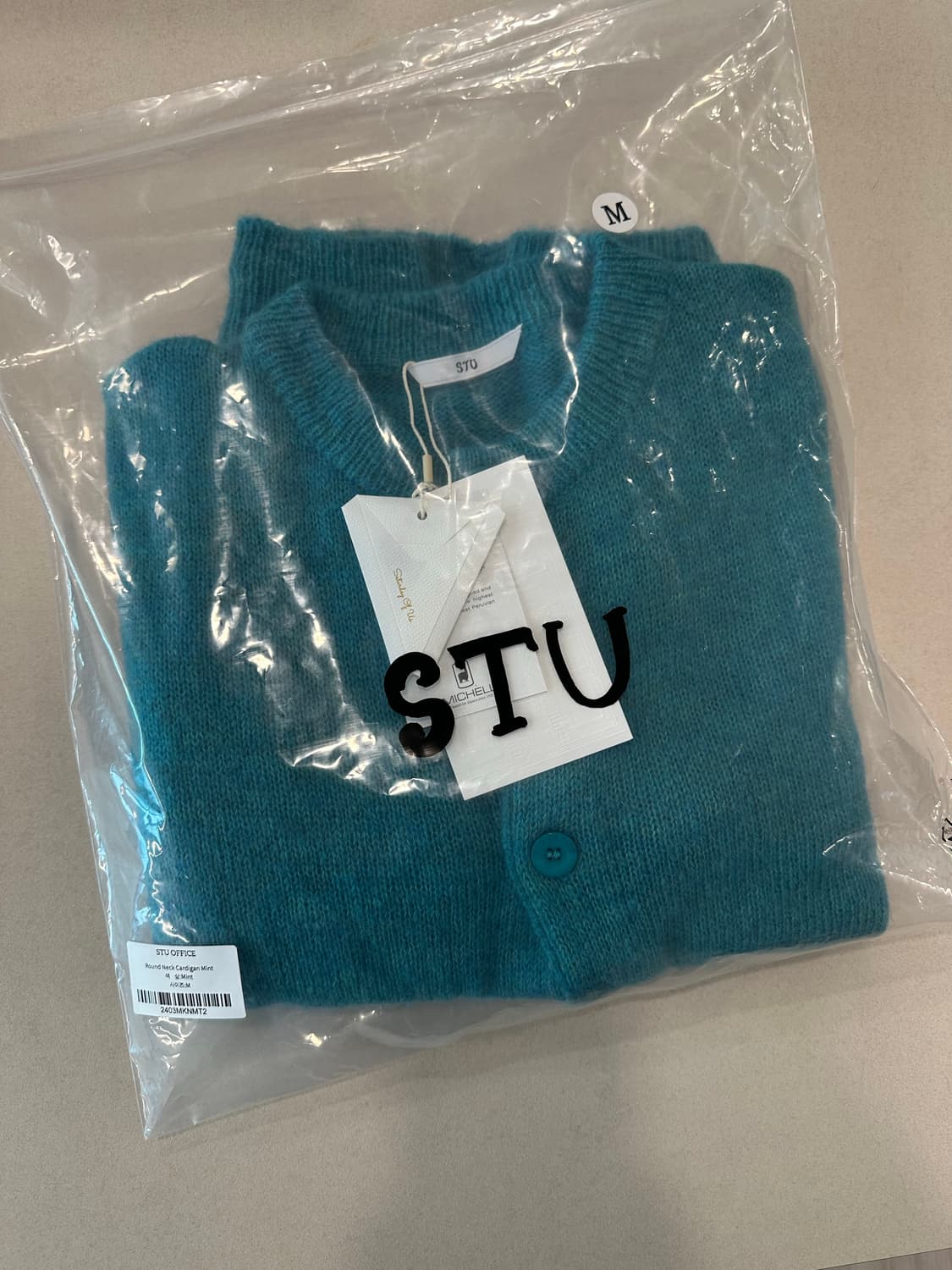 [M, 새제품] stu 에스티유 라운드넥 가디건 민트 상품이미지1
