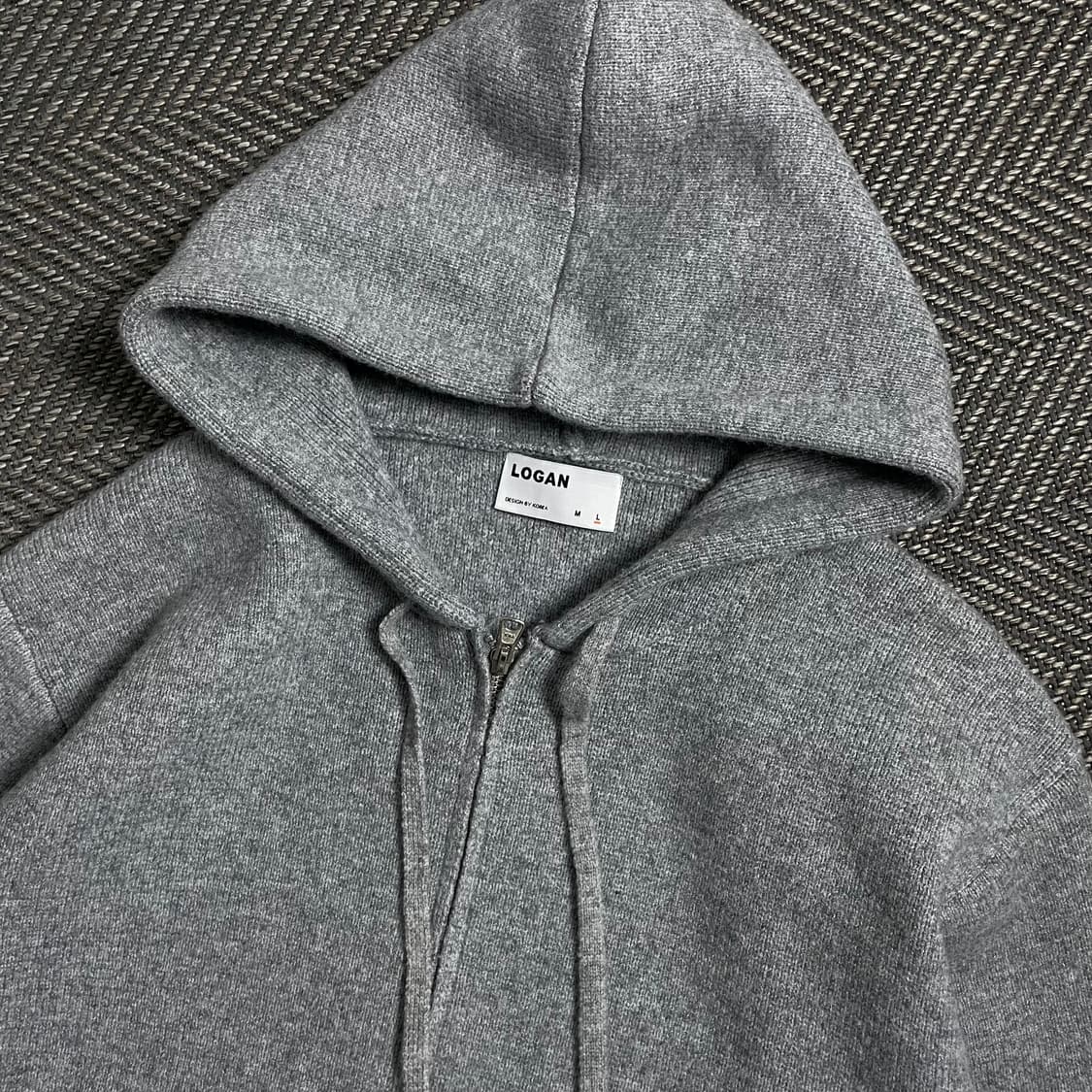 LOGAN 엘보 패치 니트 후드 집업 그레이 y 4563 상품이미지5