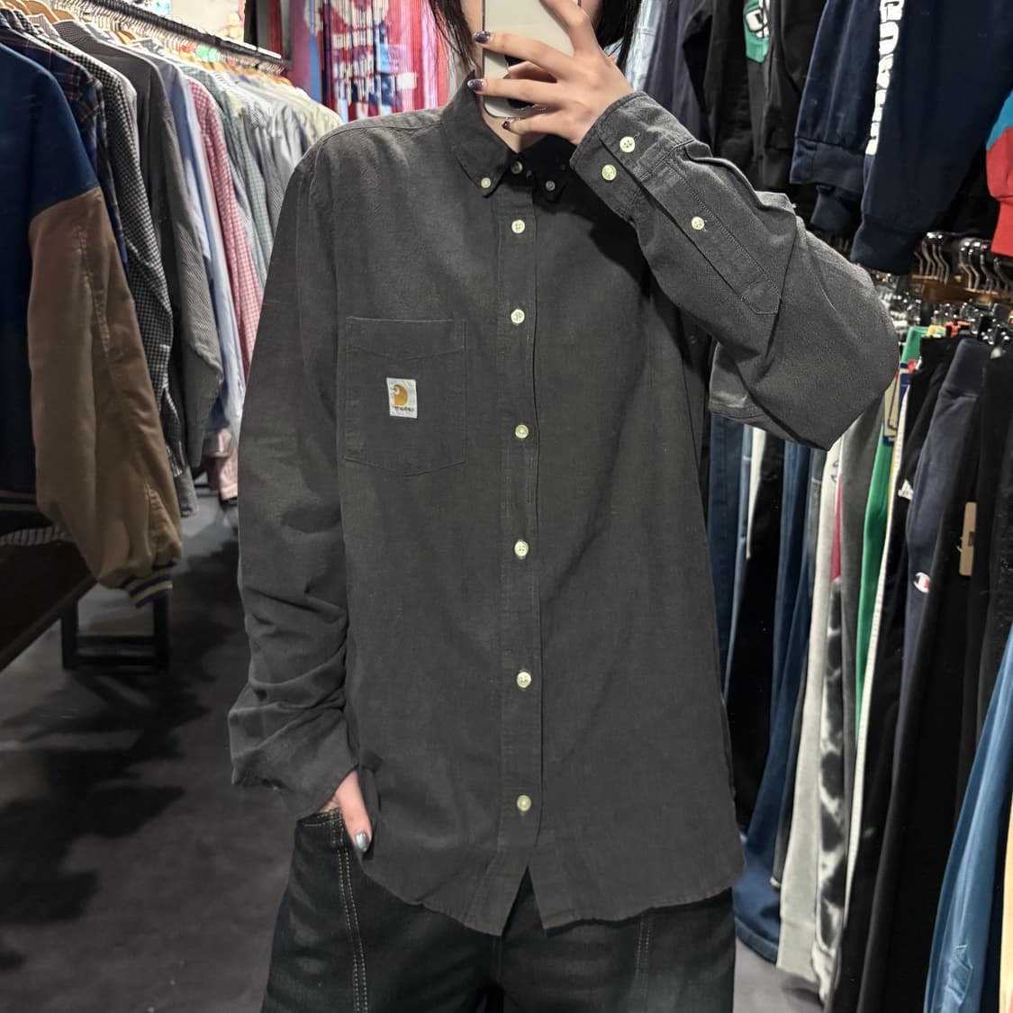 [IM] Carhartt 칼하트 긴팔 셔츠 차콜그레이 상품이미지2