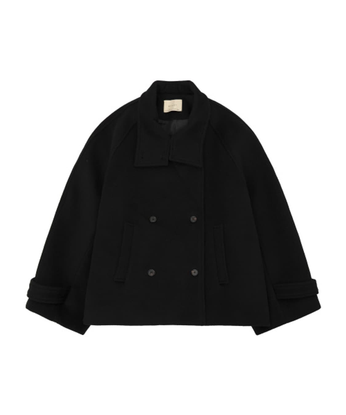 시야쥬 하이넥 오버핏 하프코트 블랙 상품이미지2