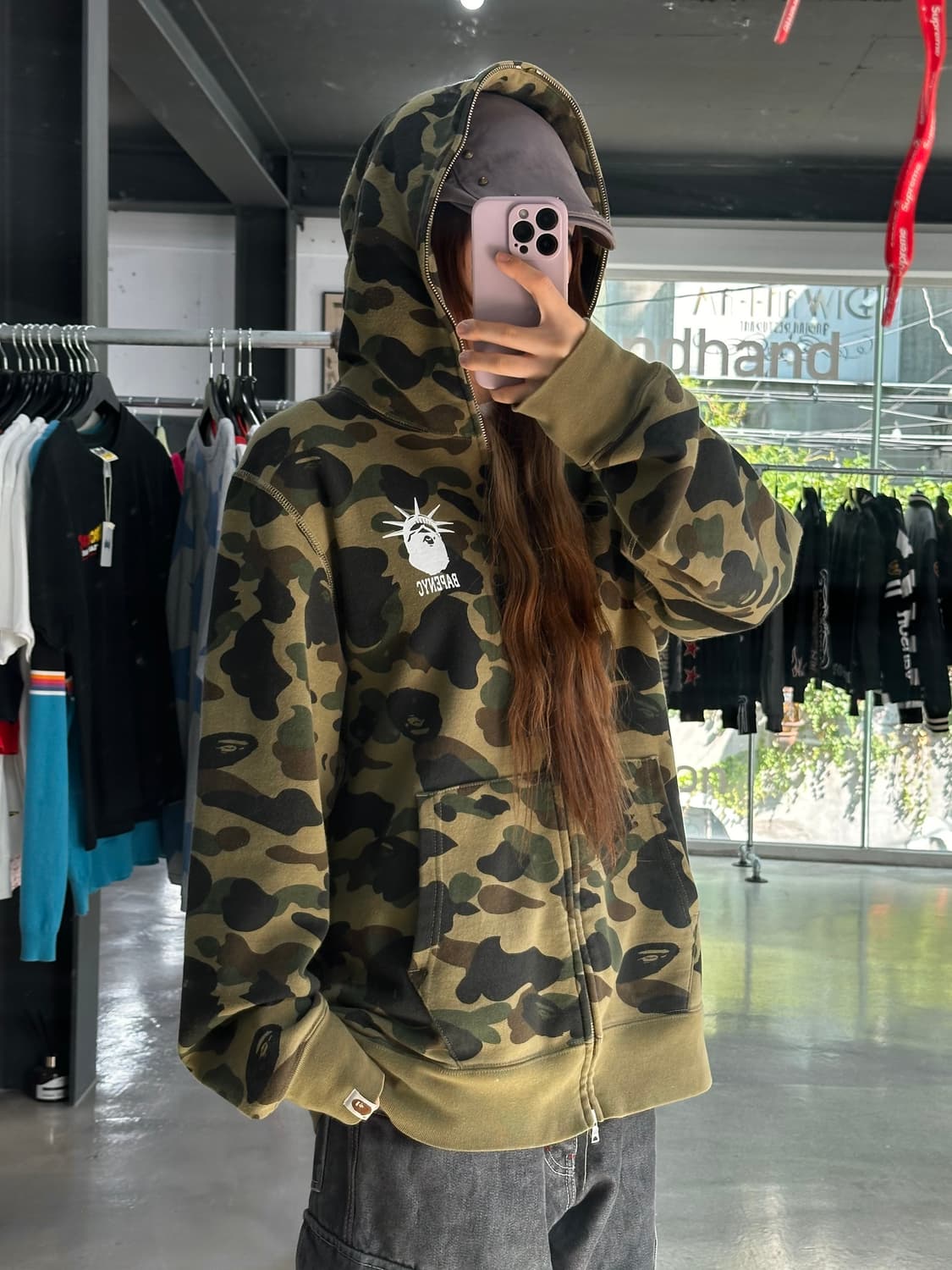 베이프 1st 카모 녹계 Nyc 후드집업 상품이미지3