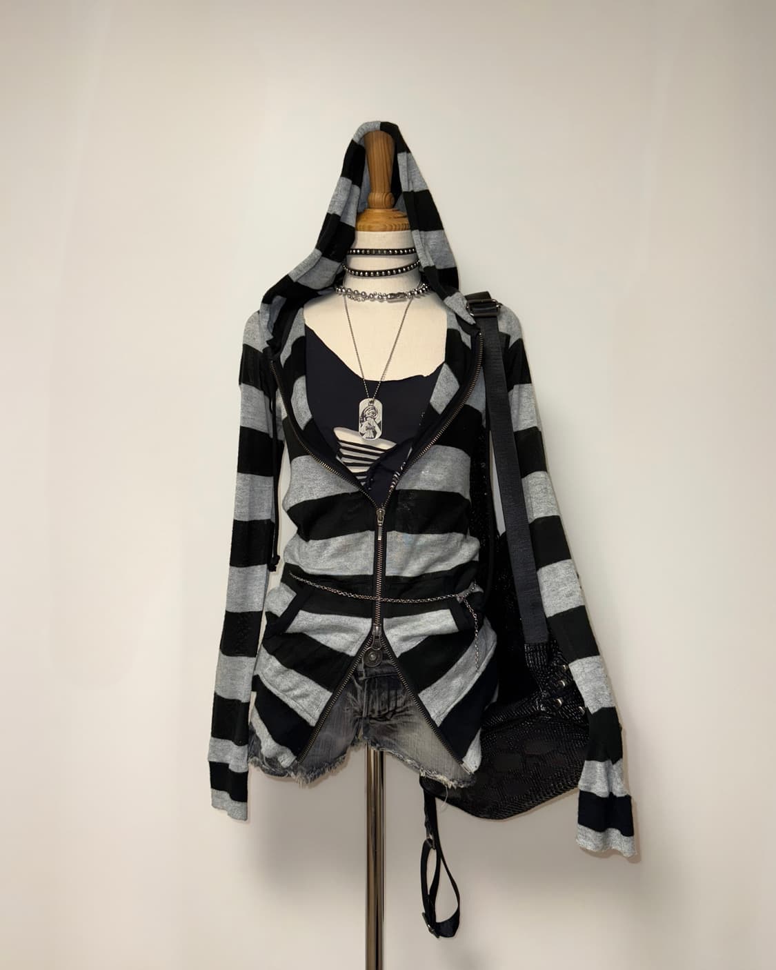 단가라 니트 와투케 데일리 후드집업 상품이미지1