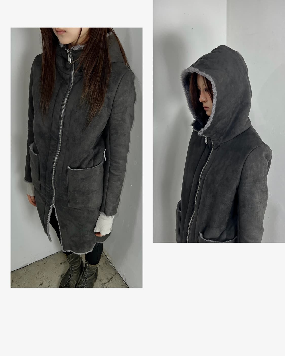 No ID 리버시블 무톤 코트 상품이미지1