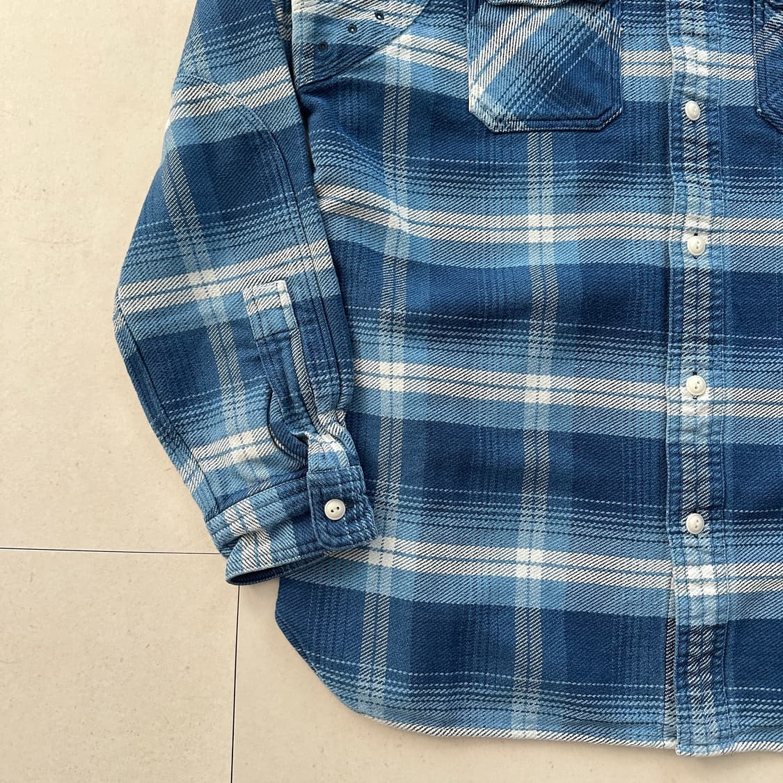 폴로 랄프로렌 플래드 플란넬 인디고 워크 셔츠 L QR인증  상품이미지4