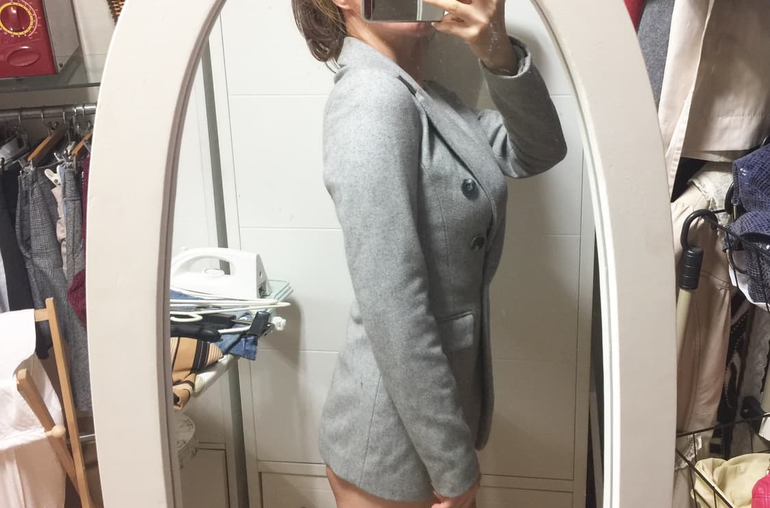 44~55 연그레이 더블 모직 자켓 상품이미지2