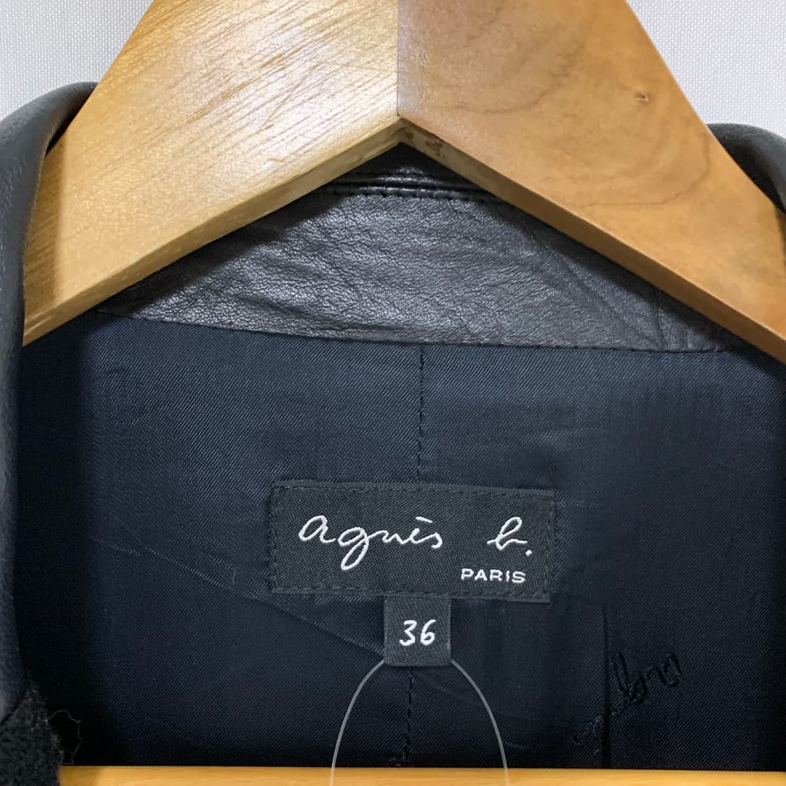 아네스베 빈티지 레더 배색 체크 롱코트 36사이즈 상품이미지8