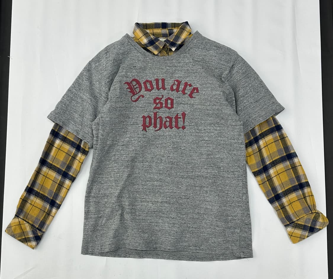 ⭐️하구미의 괴짜 코디세트⭐️ 레터링 반팔 체크 셔츠 레이어드 그런지 상품이미지3