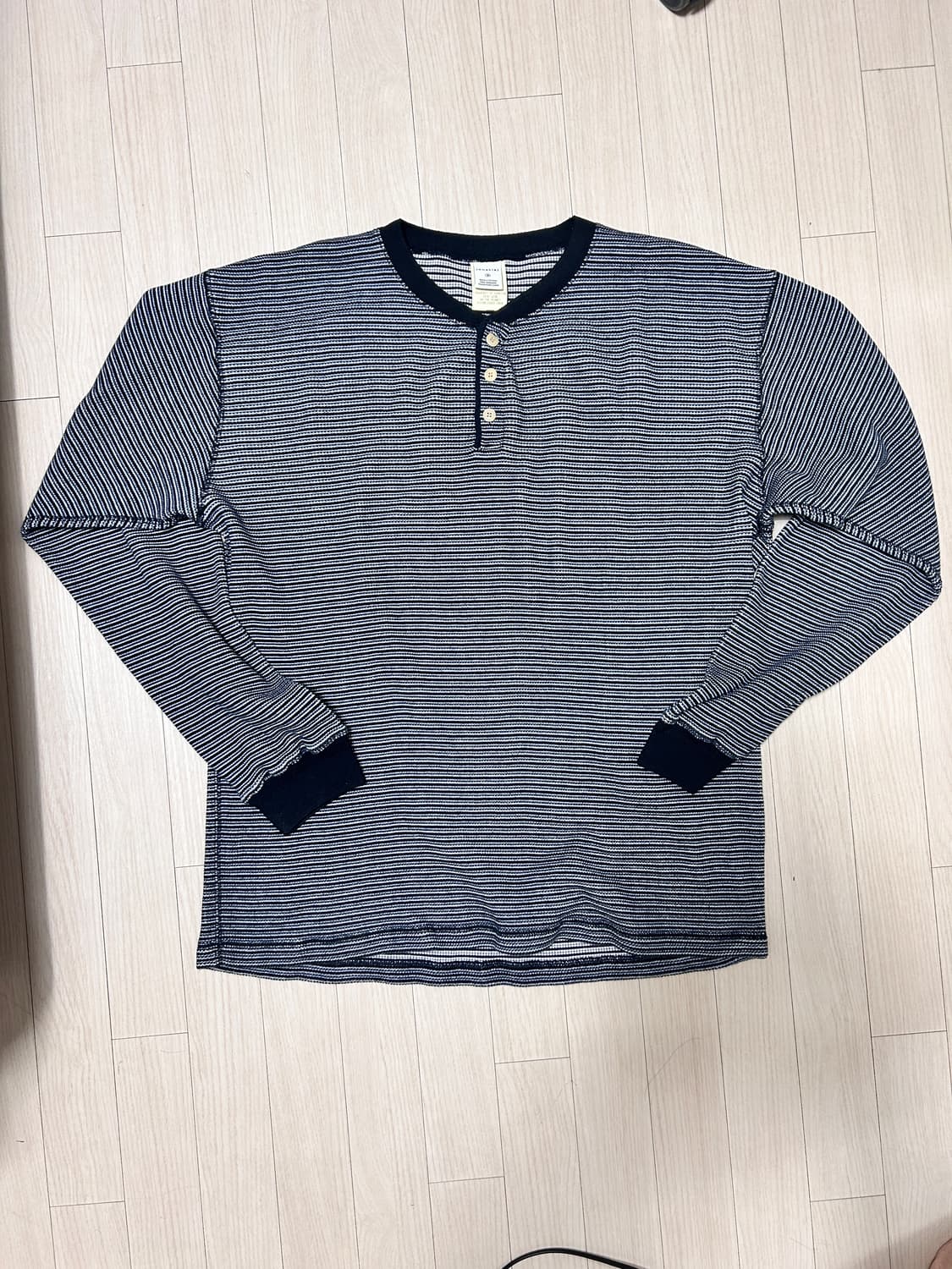 [L] 카키스 와플 헨리 롱슬리브 티서츠 블랙 상품이미지2