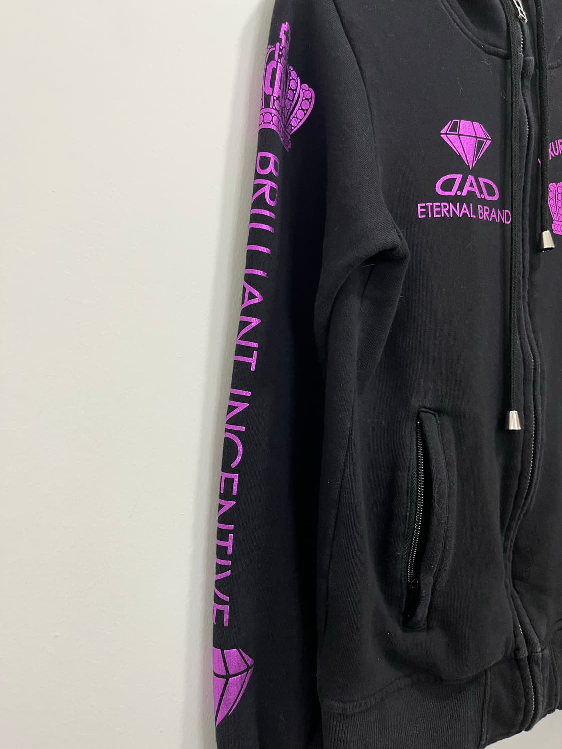 일본 빈티지 갸루 왕관 핑크 레오파드 후드집업 상품이미지4