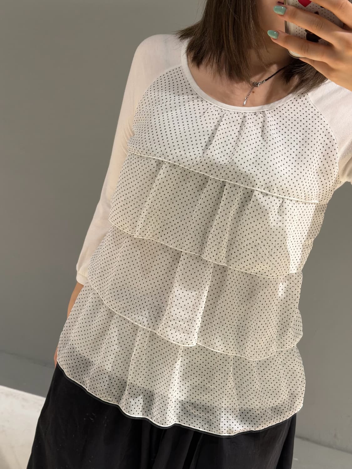 dot pattern can-can detail top 상품이미지3