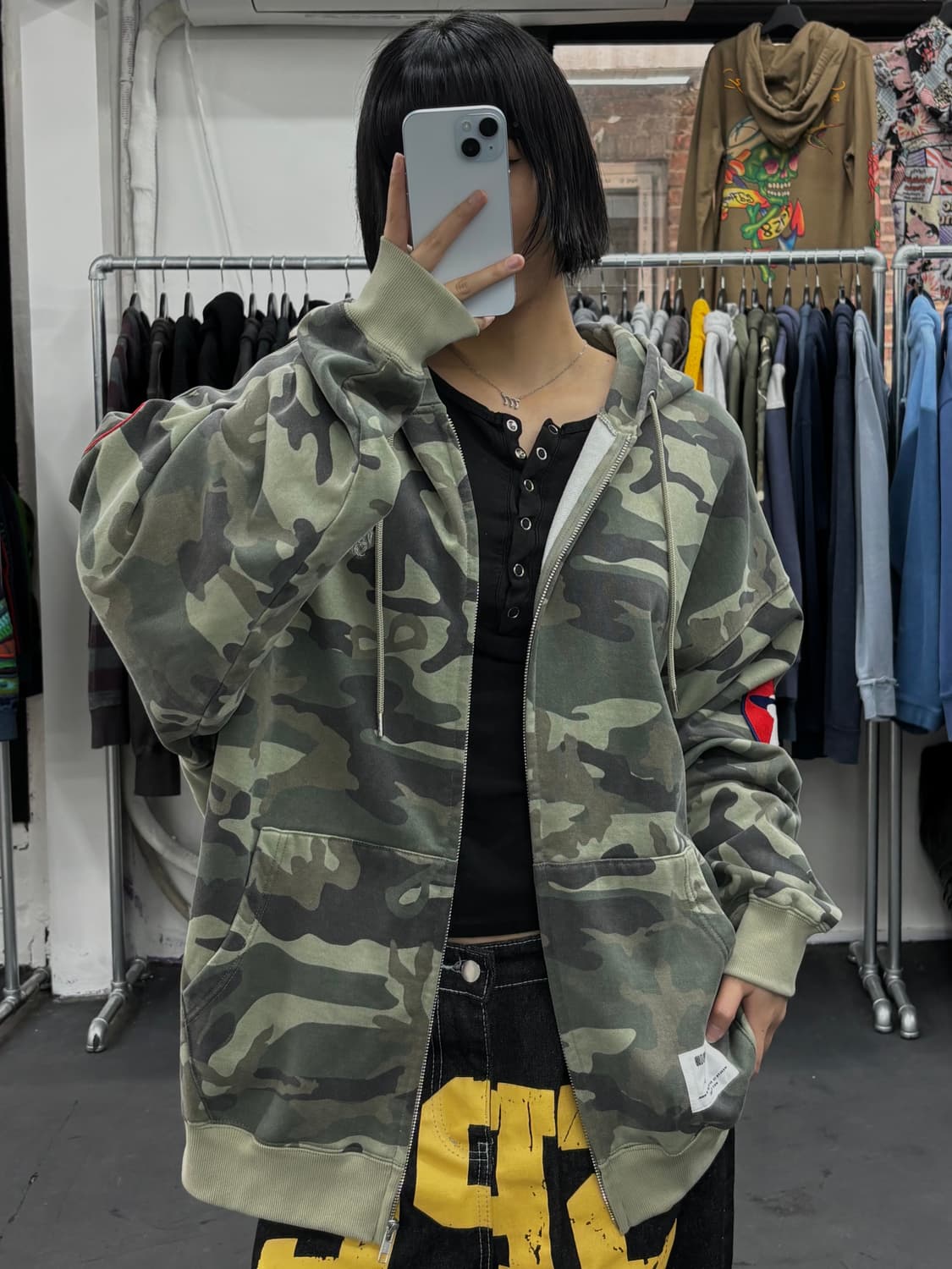 빌리어네어 보이즈 클럽 패치워크 카모 후드집업 상품이미지2