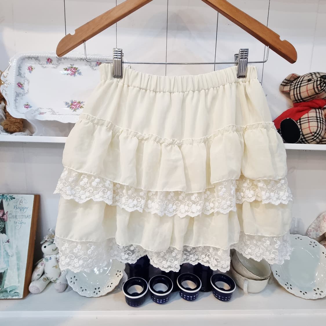 아이보리 케이크 레이스 스커트 상품이미지1