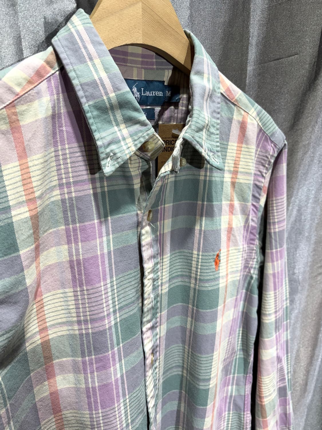 M 폴로랄프로렌 오렌지 포니 컬러믹스 체크셔츠 상품이미지4