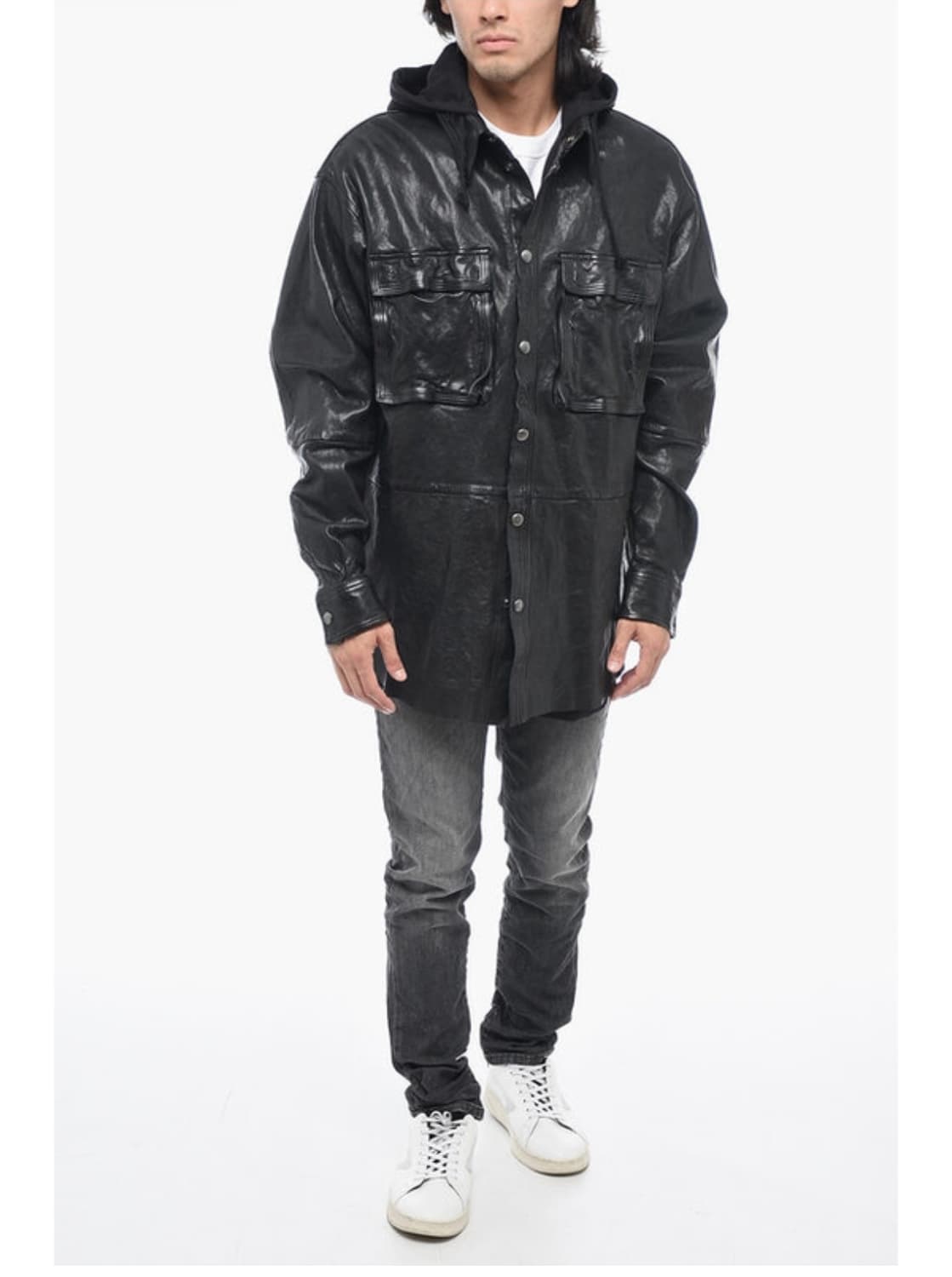 [50] diesel L SPHINX 디젤 후드 레더 셔츠 자켓 상품이미지4