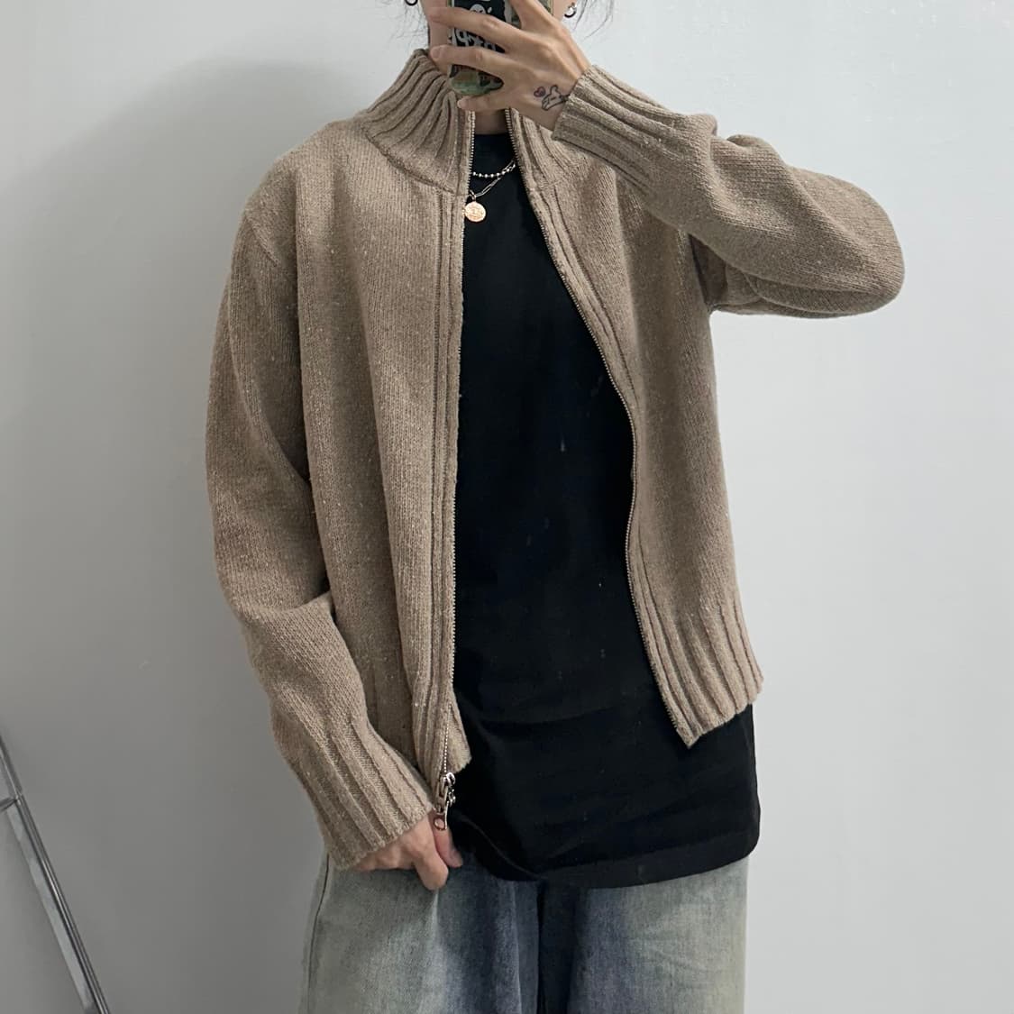 Slowmood 투웨이 니트 집업 자켓 상품이미지2