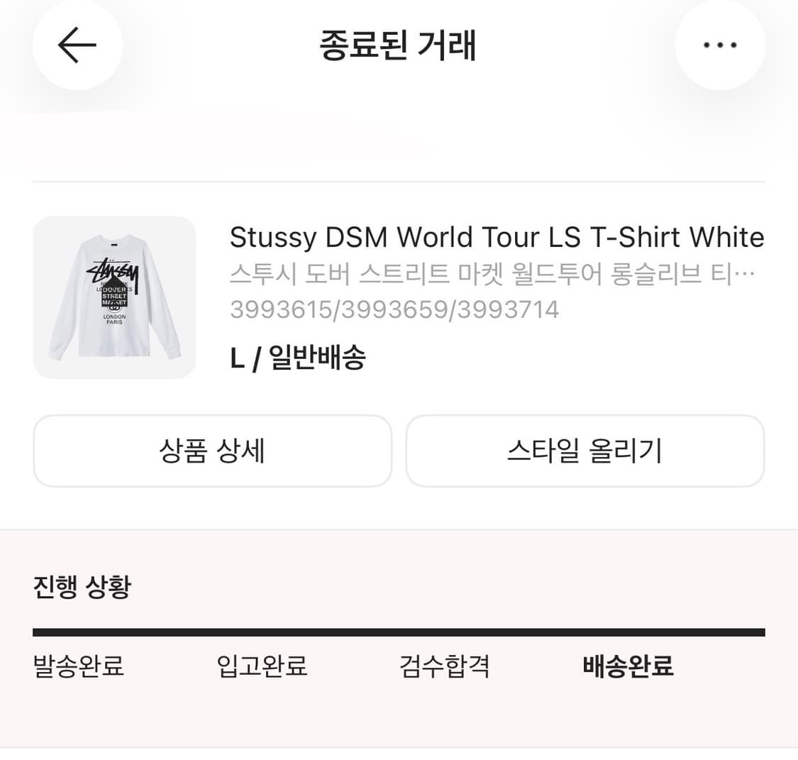 [L] 스투시 도버 스트리트 마켓 월드투어 롱슬리브 티셔츠 화이트 상품이미지3