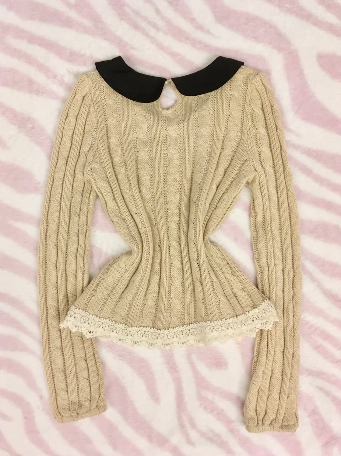 포멀 오트밀 꽈배기 카라 니트 공겜여주깔 모리걸 갸루 상품이미지2